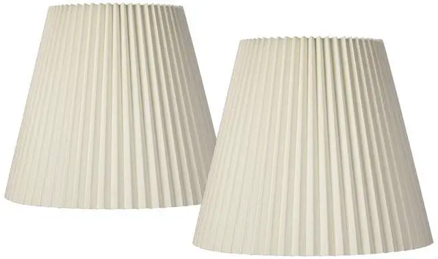 Main image of Set of 2 Pleated Empire Lamp Shade (Pre-Assembled) s Ivory Large 10" Top x 17" Bottom x 14.75" High Spider with Replacement Harp and Finial Fitting
