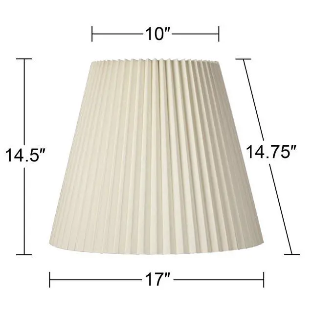 Alt view image 4 of 6 - Set of 2 Pleated Empire Lamp Shade (Pre-Assembled) s Ivory Large 10" Top x 17" Bottom x 14.75" High Spider with Replacement Harp and Finial Fitting