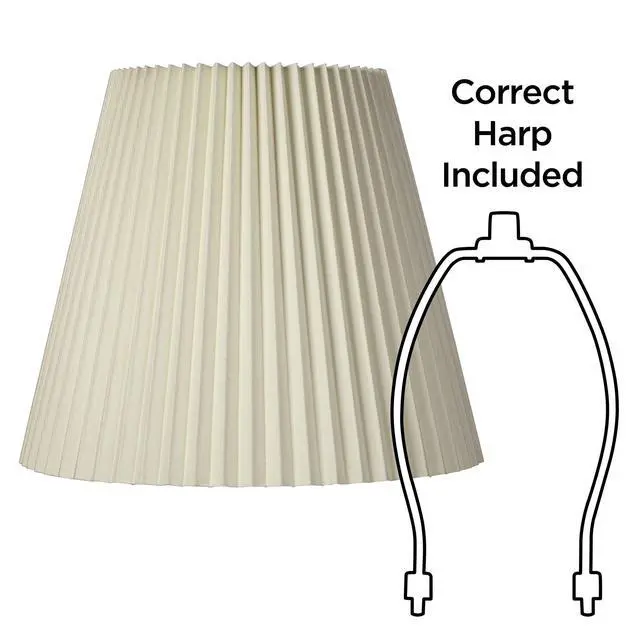 Alt view image 6 of 6 - Set of 2 Pleated Empire Lamp Shade (Pre-Assembled) s Ivory Large 10" Top x 17" Bottom x 14.75" High Spider with Replacement Harp and Finial Fitting
