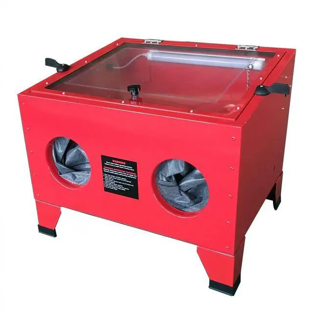 Main image of 25 Gallon Bench Top Air Sandblasting Cabinet | Heavy Duty Steel, Sand Blaster with Blasting Gun & 4 Nozzles, 40-80 PSI, Portable, For Paint, Rust, Stain Removal