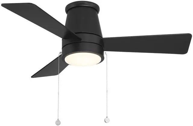 Main image of Hug Indoor or Outdoor 3-Blade 42in Pull Chain Flush Mount Ceiling Fan in Matte Black with Adjustable CCT 2700-3000-4000-5000K Dimmable LED Light Kit and Memory Function