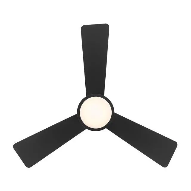 Alt view image 4 of 6 - Hug Indoor or Outdoor 3-Blade 42in Pull Chain Flush Mount Ceiling Fan in Matte Black with Adjustable CCT 2700-3000-4000-5000K Dimmable LED Light Kit and Memory Function