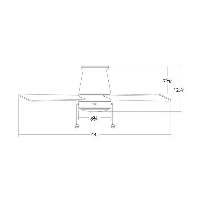 Alt view image 6 of 6 - Hug Indoor or Outdoor 3-Blade 42in Pull Chain Flush Mount Ceiling Fan in Matte Black with Adjustable CCT 2700-3000-4000-5000K Dimmable LED Light Kit and Memory Function