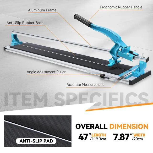 Alt view image 4 of 6 - 39 Inch Manual Tile Cutter, Porcelain Ceramic Cutter with Anti-Skid Feet and Adjustable Angle, Cuts Porcelain Ceramic Floor, Flooring Tile Cutting Machine for Home Industrial