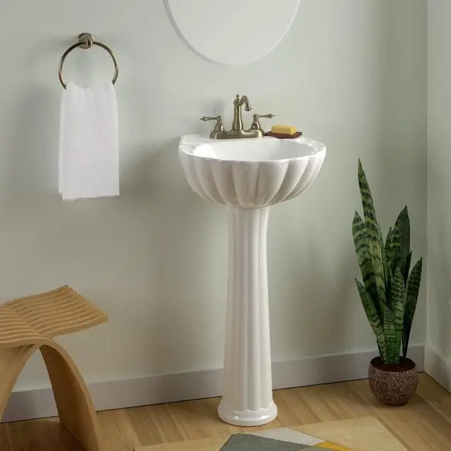 Alt view image 2 of 2 - 3-584WH Bali Pedestal Lavatory 4cc", White