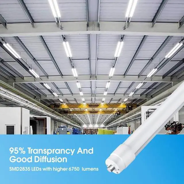Alt view image 3 of 6 - T8 8FT LED Tube Light, 8 Foot T8 LED Tube Light Single Pin FA8 Base, Ballast Bypass 50W 6750LM, 6500K Cool White, Frosted Cover (Replace 150W LED Flourescent Bulbs) Dual-Ended Power AC100-277V 12PACK