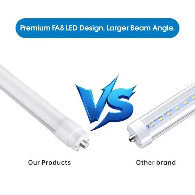 Alt view image 4 of 6 - T8 8FT LED Tube Light, 8 Foot T8 LED Tube Light Single Pin FA8 Base, Ballast Bypass 50W 6750LM, 6500K Cool White, Frosted Cover (Replace 150W LED Flourescent Bulbs) Dual-Ended Power AC100-277V 12PACK