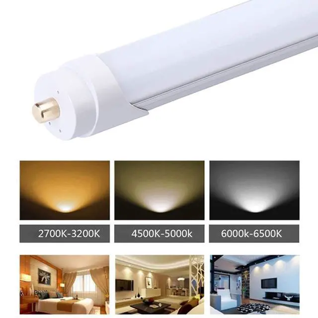 Alt view image 6 of 6 - T8 T10 T12 8FT LED Light Bulbs, 45W 6000K Cold White, Single Pin Fa8 LED Tube Replacement for Fluorescent Fixtures, Frosted, Ballast Bypass, Warehouse Workshop Garage Lights 25-Pack