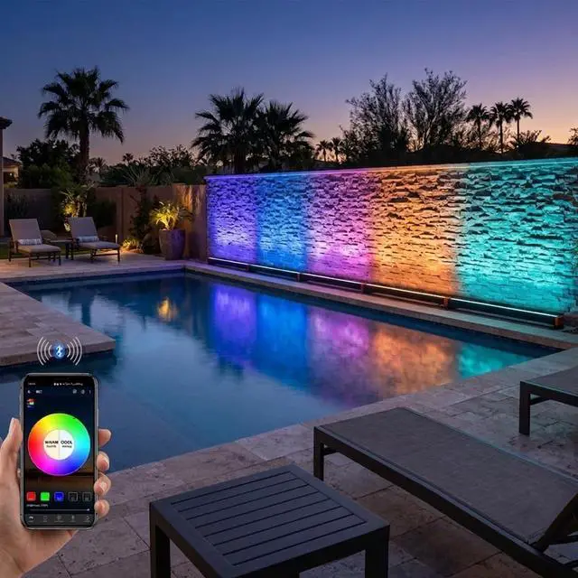Alt view image 5 of 6 - Smart LED Wall Washer Light, 168W RGB+CW Color Changing Linear Light Bar with Group and Individual Control, Music Sync, Timing, 120VAC Dimmable Smart Uplight for Outdoor & Indoor Lighting Projects
