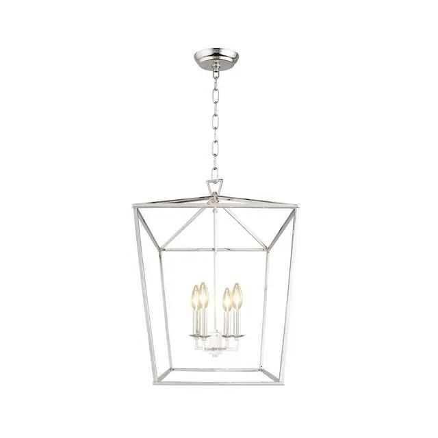 Alt view image 2 of 5 - Darlana Openwork Lantern Pendant Stairway Entry Kitchen Hall Foyer Fixture Chandelier (Chrome)