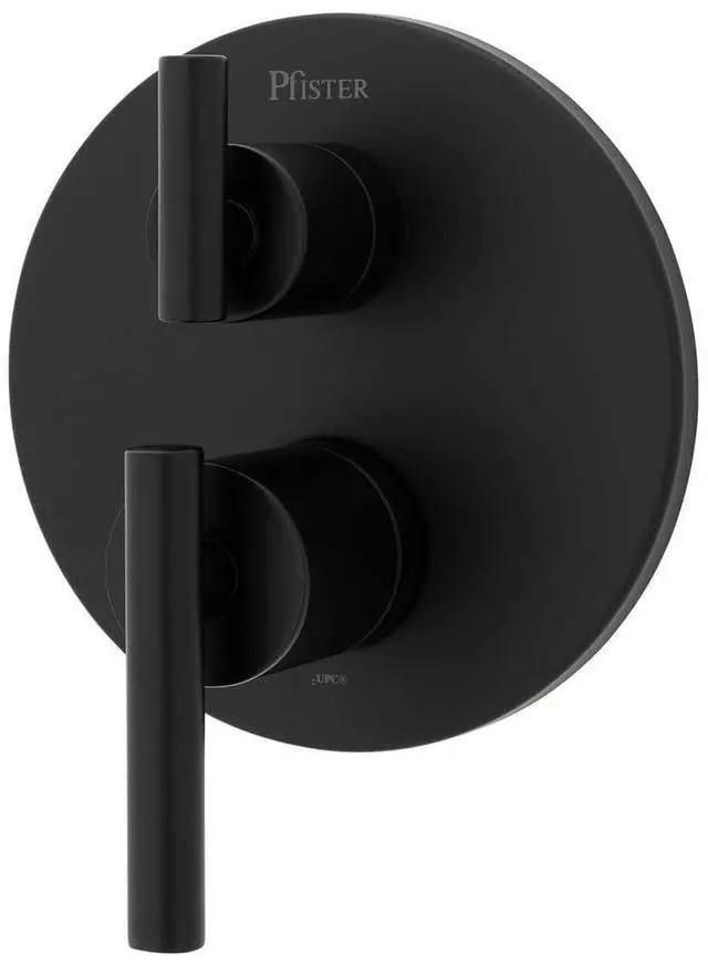 Main image of Contempra Stacked Shower Two Handle Diverter Trim in Matte Black (Valve Not Included)