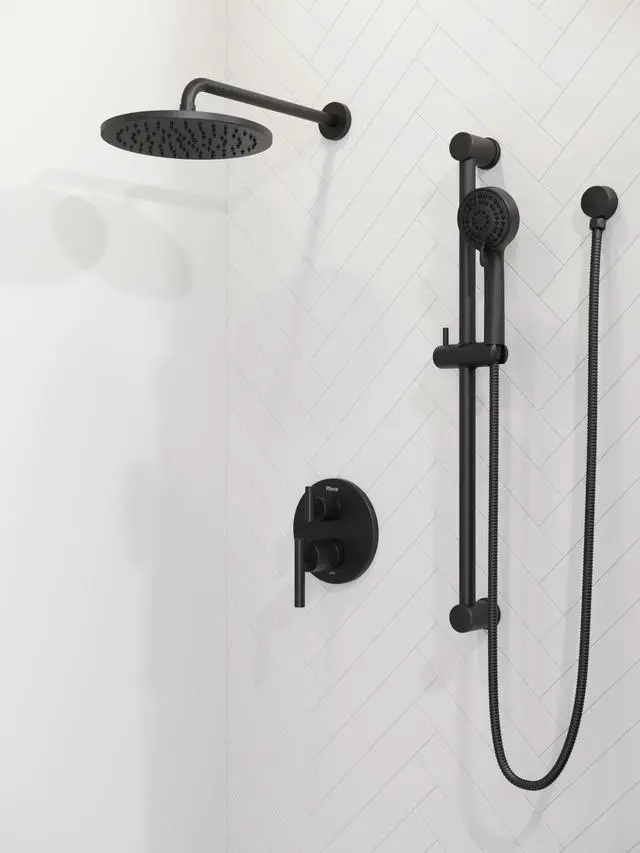 Alt view image 2 of 6 - Contempra Stacked Shower Two Handle Diverter Trim in Matte Black (Valve Not Included)