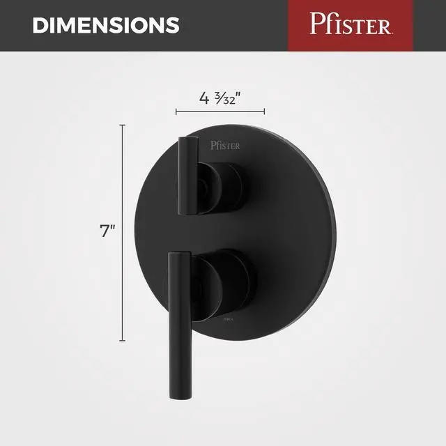 Alt view image 3 of 6 - Contempra Stacked Shower Two Handle Diverter Trim in Matte Black (Valve Not Included)