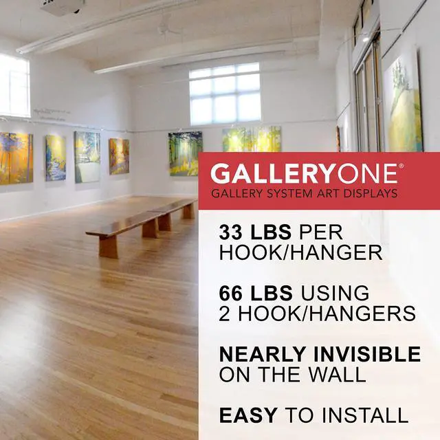 Alt view image 6 of 6 - GalleryOne Pro Picture Hanging System Set - Covers 18 ft of Wall Space - Heavy Duty Discreet Picture Rails & Art Hanging Kit Without Nails - for Home or Office