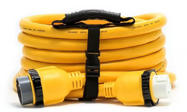 Main image of PowerGrip 12-Foot Marine/Boat Extension Cord with 50M/50F Locking Adapters | Allows for Easy Boat Connection to Distant Power Outlets (55620)