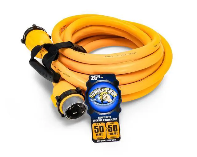 Alt view image 2 of 5 - PowerGrip 12-Foot Marine/Boat Extension Cord with 50M/50F Locking Adapters | Allows for Easy Boat Connection to Distant Power Outlets (55620)