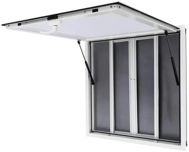 Main image of Concession Window 36 x 36 inch for Food Trucks, Aluminum Alloy Concession Service Window with 4 Horizontal Sliding Screen Windows & Awning Door & Drag Hook for Food Trailers (36 x 36 Inch)