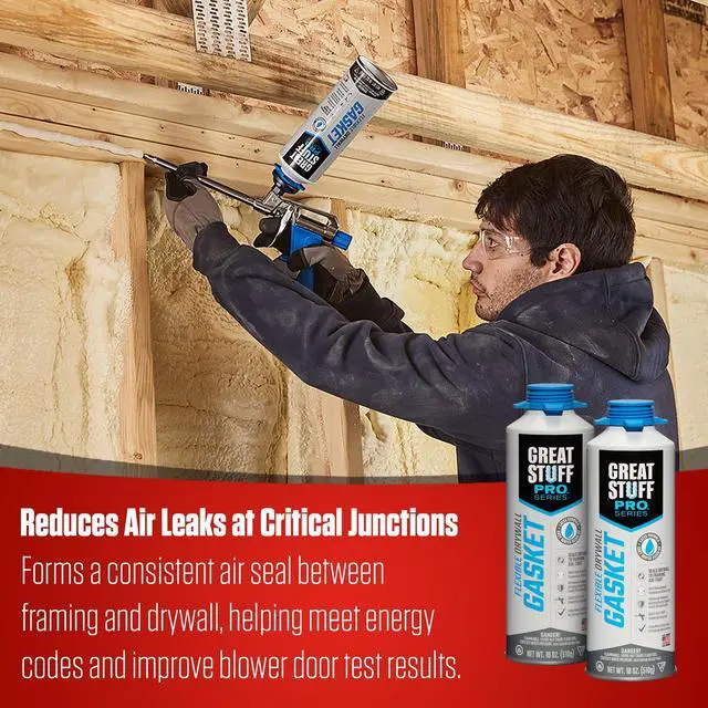 Alt view image 4 of 6 - Flexible Drywall Gasket 18 oz, One Component, Water Based, Air Cured, Drywall Sealant for Use Only with Gasket Dispensing Gun (Pack of 6)