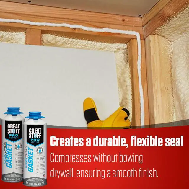 Alt view image 5 of 6 - Flexible Drywall Gasket 18 oz, One Component, Water Based, Air Cured, Drywall Sealant for Use Only with Gasket Dispensing Gun (Pack of 6)