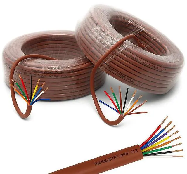 Main image of 18/8 Thermostat Wire, CL2 Rated, 8 Conductor Solid Copper Cable, Brown, 250 Ft Roll for HVAC Control Systems (Brown, (2-Pack) 18/8-2 Rolls of 125 Ft.)