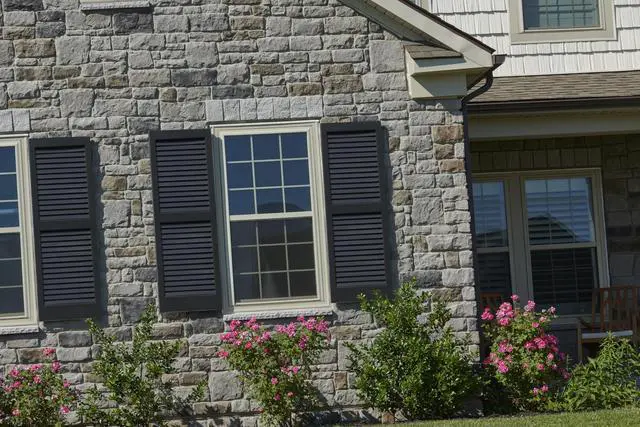 Alt view image 4 of 6 - SHL43 Exterior Solid Wood Louvered Window Shutters, 15" x 43", Unfinished Pine