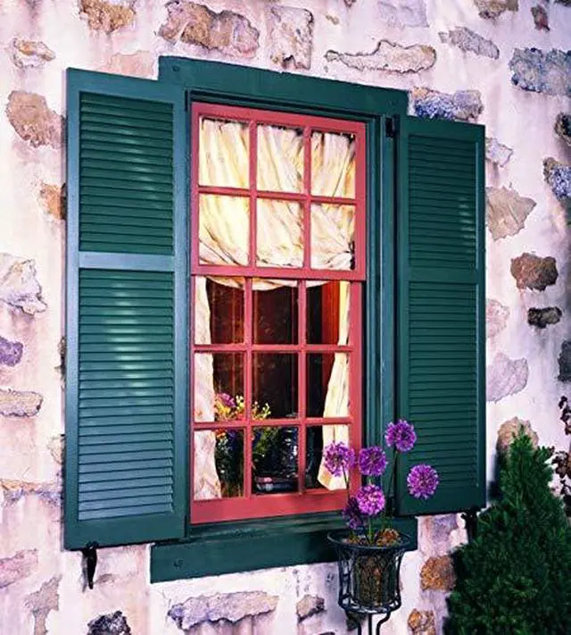 Alt view image 5 of 6 - SHL43 Exterior Solid Wood Louvered Window Shutters, 15" x 43", Unfinished Pine
