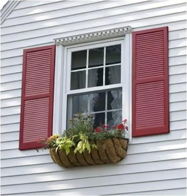Alt view image 6 of 6 - SHL43 Exterior Solid Wood Louvered Window Shutters, 15" x 43", Unfinished Pine