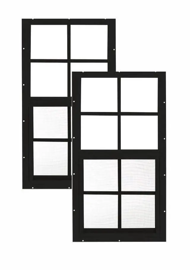 Main image of 14x27 Shed Windows, Flush Mount Sliding Windows with Tempered Glass & Screens, Black, 2-Pack