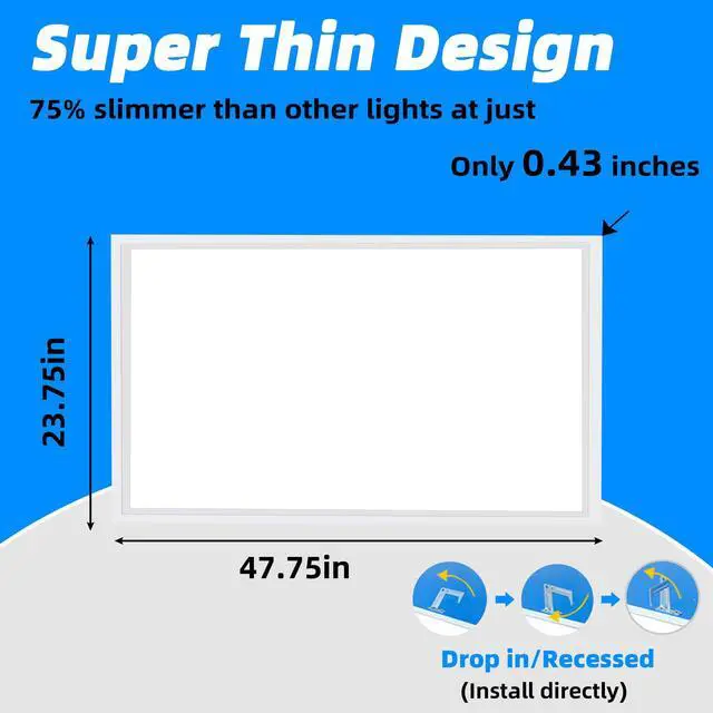 Alt view image 4 of 6 - 2x4 LED Flat Panel Light,2 Pack 7800 LM Drop Ceiling Office Light Fixture,5000K Commercial Lights,0-10V Dimmable, 2x4 Recessed Edge-Lit Troffer Fixture for Office Kitchen,ETL Listed