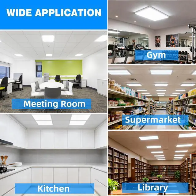 Alt view image 5 of 6 - 2x4 LED Flat Panel Light,2 Pack 7800 LM Drop Ceiling Office Light Fixture,5000K Commercial Lights,0-10V Dimmable, 2x4 Recessed Edge-Lit Troffer Fixture for Office Kitchen,ETL Listed