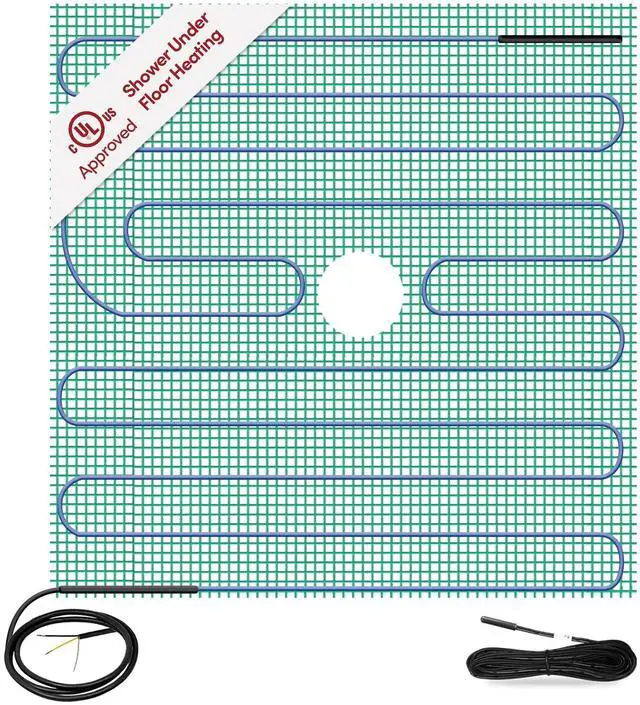Main image of Shower Floor Heating Mat 48 x 48 in., Electric Radiant Heating, Thin, Silent, and Invisible under Tile and Stone. Designed and Approved for Wet Locations (TempZone)