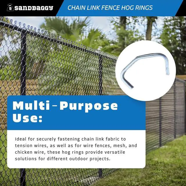 Alt view image 3 of 6 - Chain Link Fence Hog Rings - 12.5 Gauge Galvanized Steel - 1" W x 1/2" L - Hot Dipped Galvanized (2000)