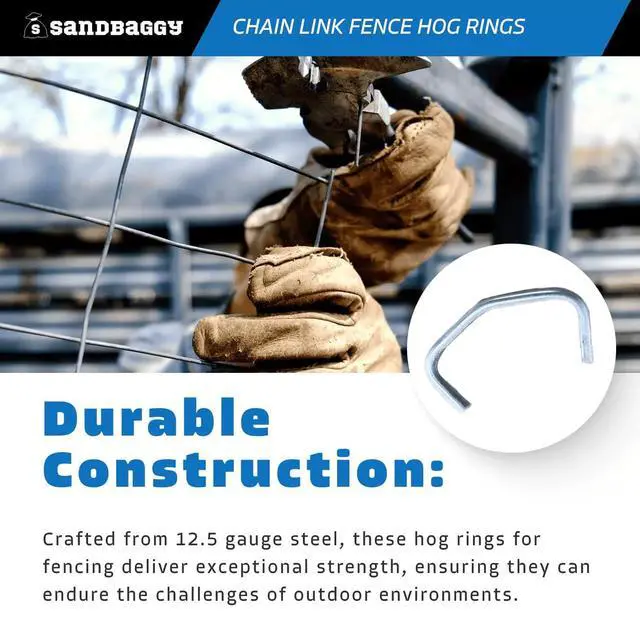 Alt view image 4 of 6 - Chain Link Fence Hog Rings - 12.5 Gauge Galvanized Steel - 1" W x 1/2" L - Hot Dipped Galvanized (2000)