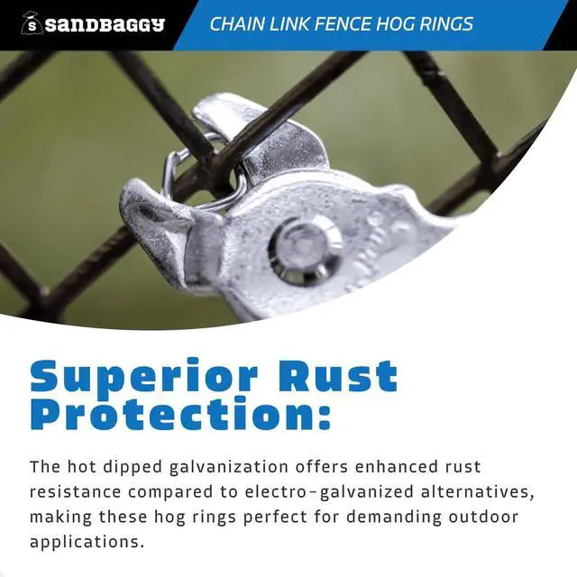 Alt view image 5 of 6 - Chain Link Fence Hog Rings - 12.5 Gauge Galvanized Steel - 1" W x 1/2" L - Hot Dipped Galvanized (2000)