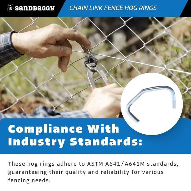 Alt view image 6 of 6 - Chain Link Fence Hog Rings - 12.5 Gauge Galvanized Steel - 1" W x 1/2" L - Hot Dipped Galvanized (2000)