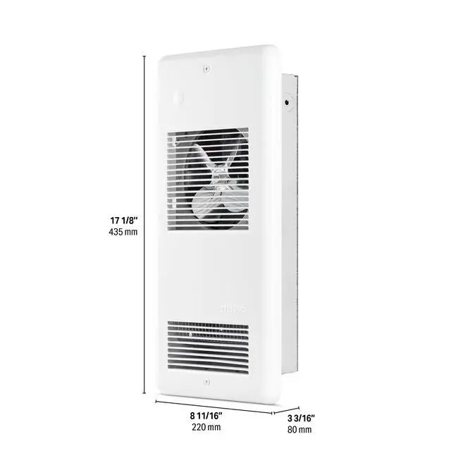Alt view image 3 of 6 - Pulsair Electric Wall Fan Heater 2000W or 1500W / 240V (1000W or 750W / 208V) Ultra-Quiet Nichrome Element Heater Heats Quickly No Built-In Thermostat - (ARWF2002W) White