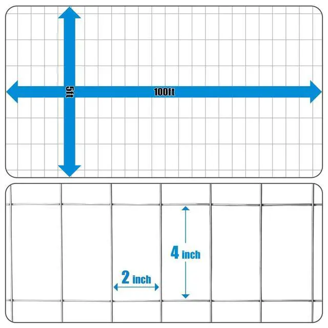 Alt view image 3 of 6 - Welded Wire Fence 12.5 Gauge, Galvanized Welded Fence Wire Roll, Mesh Size 2-Inch x 4-Inch, Hog Wire Fencing Cage, Multiple Use for Home Improvement & Animals Enclosure (5ft. x 100ft.)