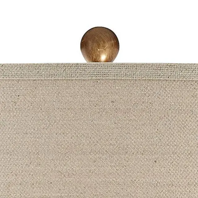 Alt view image 3 of 6 - Kingston Mid Century Modern Table Lamp 32 3/4" Tall White Grooved Patterned Ceramic Taupe Drum Shade for Bedroom Living Room House Bedside Nightstand Home Office Entryway Family
