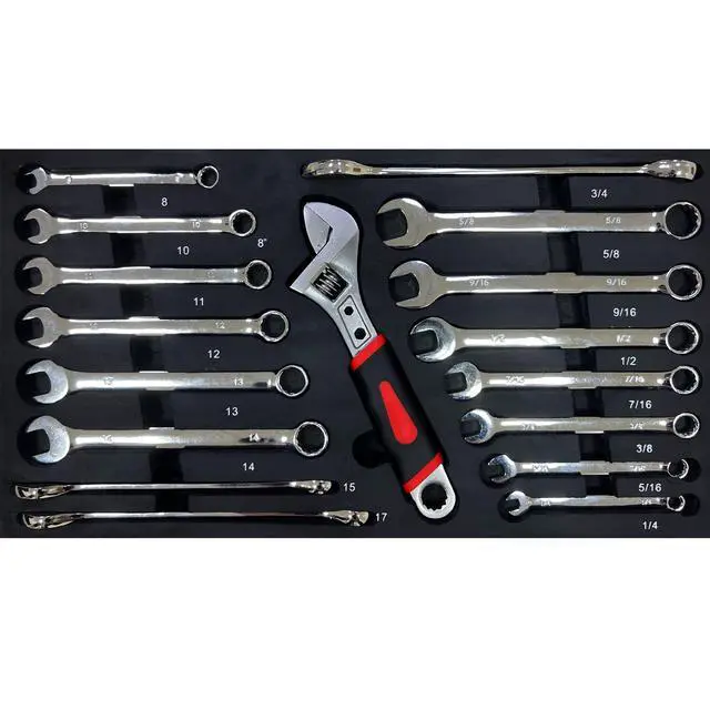 Alt view image 6 of 6 - 439-Piece Mechanic Tool Set in Heavy-Duty 3-Drawer Steel Box with 4-Tier Socket, Wrenches & Pliers. Portable Household Tool Kit Organizer Case for Auto Repair, Garage, Workshop. Red