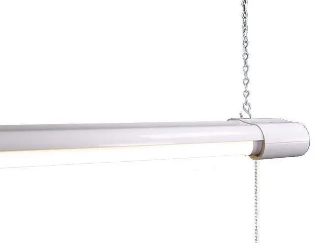 Main image of 40w LED 4800 Lumen Double Tubes Utility Shop Light 5000K Daylight UL 100w Equivalent Pull on/Off Switch. Garage, Warehouse, Workshop Linkable to 10 (6 Pack)