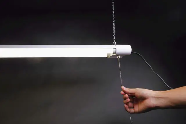 Alt view image 2 of 5 - 40w LED 4800 Lumen Double Tubes Utility Shop Light 5000K Daylight UL 100w Equivalent Pull on/Off Switch. Garage, Warehouse, Workshop Linkable to 10 (6 Pack)