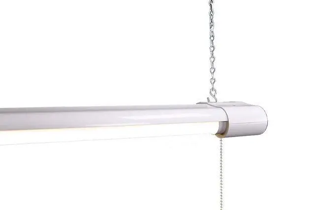 Alt view image 5 of 5 - 40w LED 4800 Lumen Double Tubes Utility Shop Light 5000K Daylight UL 100w Equivalent Pull on/Off Switch. Garage, Warehouse, Workshop Linkable to 10 (6 Pack)
