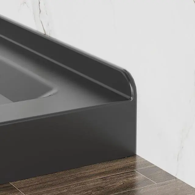 Alt view image 5 of 6 - 36x36-inch Non-Slip Acrylic Shower Base Double-Threshold Shower Pan with Central Drain Does Not Include Drain Pipe Matte Black (Black, 36"x36")