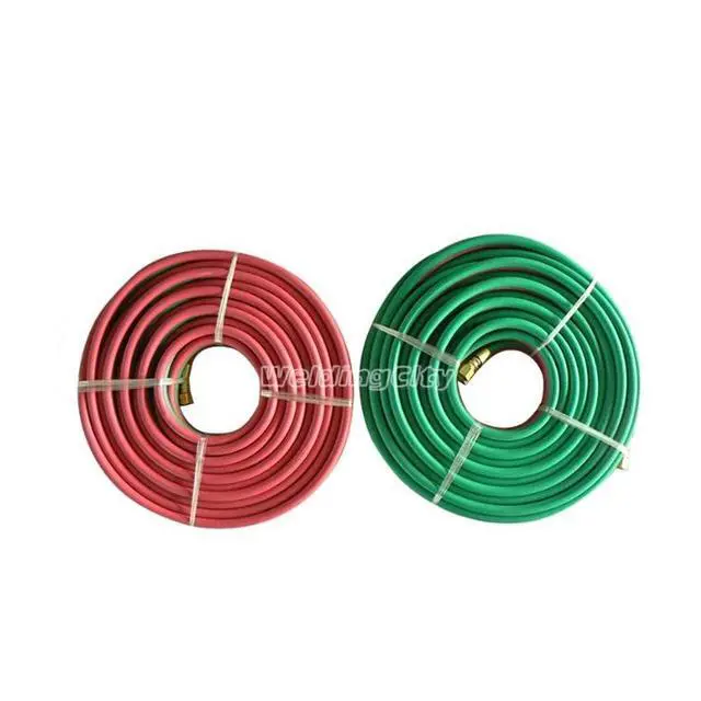 Alt view image 2 of 4 - 50-ft 3/8" Grade-T Red and Green Rubber Twin Hose B-B Fittings for Oxygen/Acetylene, Propane and Other Alternative Fuel Gas in Welding, Cutting and Heating