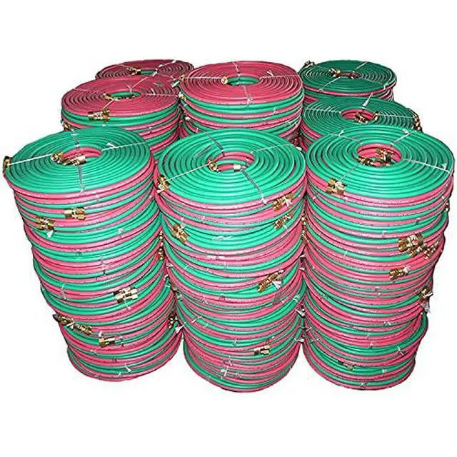 Alt view image 3 of 4 - 50-ft 3/8" Grade-T Red and Green Rubber Twin Hose B-B Fittings for Oxygen/Acetylene, Propane and Other Alternative Fuel Gas in Welding, Cutting and Heating