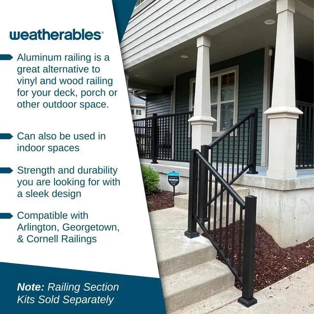 Alt view image 2 of 6 - Aluminum Railing Post Kit Aluminum Post Kit for Arlington, Georgetown, and Cornell Railing Kits, Made with Durable Black Textured Powder-Coat Finish (3 in. x 3 in. x 45 in.)