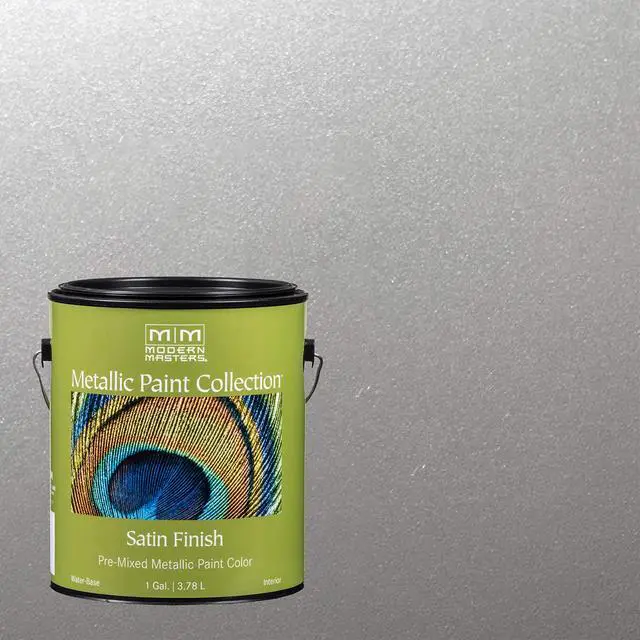 Alt view image 2 of 5 - 1 gal ME150 Silver Metallic Paint Collection, Satin Water-Based Decorative Metallic Paint