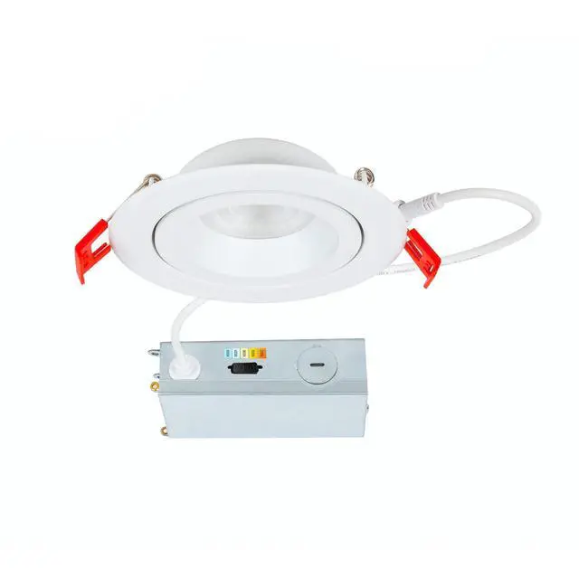 Alt view image 2 of 6 - Lotos 4in LED Regressed Adjustable Recessed Light 5-CCT Selectable 9W 775 Lumens IC-Rated Airtight 120V-277V Universal in White (Pack of 6)