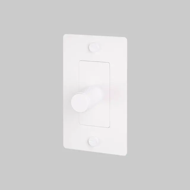 Main image of Buster and Punch 1 Gang Single Dimmer Switch LED Cross Knurl Without Logo in White