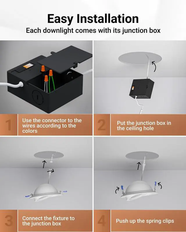 Alt view image 5 of 6 - Sunco 6 Inch Gimbal LED Recessed Light, Eyeball Directional Canless Downlight with Night Light, 1400 Lumens, Selectable CCT 2700K/3000K/4000K/5000K/6000K, Dimmable, 12W=80W ETL 24 Pack